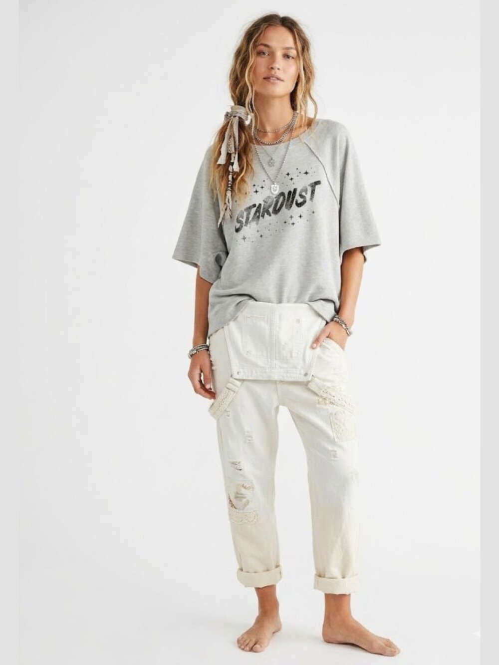 Stardust Graphic Boxy Oversized Fit Grey Sweatshirt Top Witchy Boho Celestial